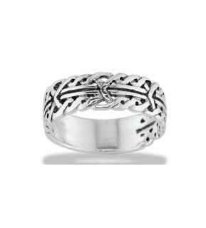 Men's Solid Silver Medieval Rope Braid Tribal Band Ring: Jewelry