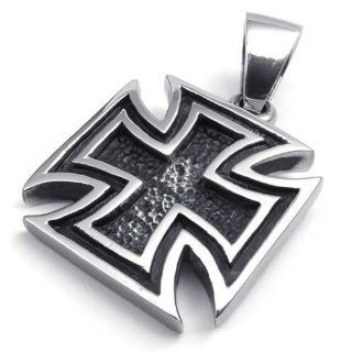18" KONOV Jewelry Stainless Steel Templar Knight Cross Pendant Biker Mens Necklace, 18 inch Chain: KONOV Jewelry: Jewelry