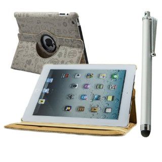 Brightgate New Magic Grey Pu Leather 360 Swivel Magnetic Smart Case Stand for Ipad 2 3 4 with silver stylus pen: Computers & Accessories