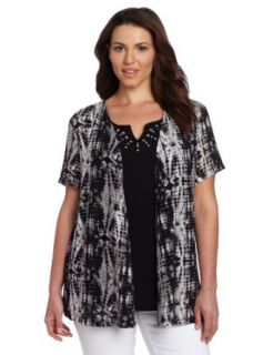 Sag Harbor Women's Plus Size Print Chevron Knit Duet, Black, 1X at  Women�s Clothing store: Fashion T Shirts