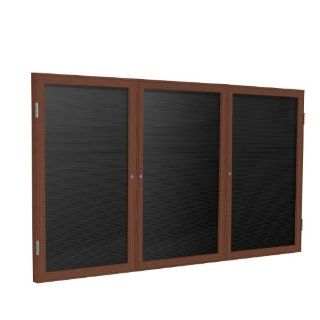 3 Door Wood Frame Enclosed Flannel Letterboard Surface Color: Black, Size: 36" H x 72" W x 2.25" D, Frame Finish: Cherry : Changeable Letter Boards : Office Products