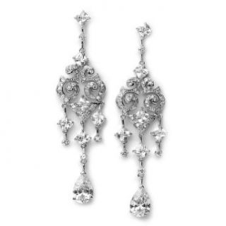 USABride Cubic Zirconia Crystal & Rhinestone Silver Chandelier Earrings 684: Dangle Earrings: Jewelry