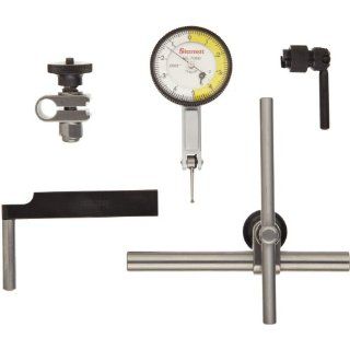 Starrett 708BCZ Dial Test Indicator with Attachments, Dovetail Mount, White Dial, 0 5 0 Reading, 1.375" Dial Dia., 0 0.02" Range, 0.0001" Graduation: Industrial & Scientific