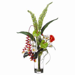 Tori Home Heliconia, Anthurium, Foxtail Lily in Glass Vase