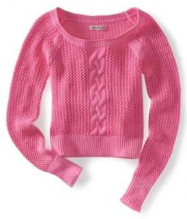 Aeropostale Juniors Crochet Cable Knit Sweater at  Womens Clothing store