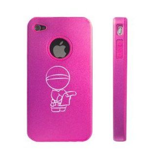 Apple iPhone 4 4S 4G Hot Pink D1143 Aluminum & Silicone Case Cover Monk Ninja Cell Phones & Accessories