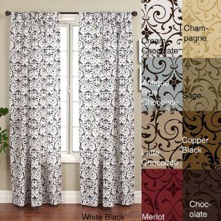 Seville Rod Pocket 84 inch Curtain Panel in Antique Blue/Chocolate : Window Treatment Panels : Everything Else