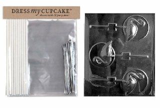 Dress My Cupcake DMCKITA121 Chocolate Candy Lollipop Packaging Kit with Mold, Flamingo Lollipop on Disc: Kitchen & Dining