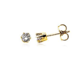 1/4 Carat Diamond Stud Earrings   14 Karat Yellow Gold: Jewelry