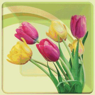 Blooming Tulips 7 inch Square Paper Plates 8 per Pack: Kitchen & Dining