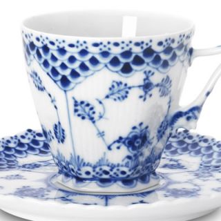 Royal Copenhagen Blue Fluted Full Lace 5 oz. Cup and Saucer