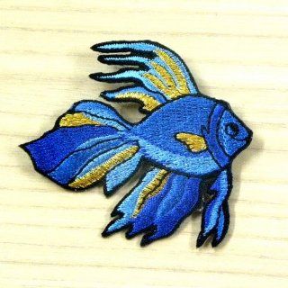 Gold Fish Sea Aqua Animal Cute Sew Iron on Patch 70mm Embroidered Applique Handmade Fast Shipping 
