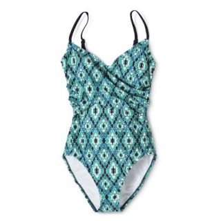 Womens 1 Piece Printed Swimsuit  Blue XS