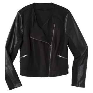 Pure Energy Womens Plus Size Moto Jacket   Black 1X