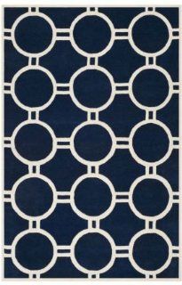 Safavieh CHT739C Chatham Collection Wool Square Handmade Area Rug, 7 Feet, Dark Blue and Ivory  