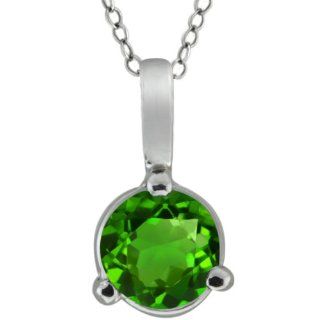 0.50 Ct Round Green SI1/SI2 Chrome Diopside 18K White Gold Pendant: Jewelry