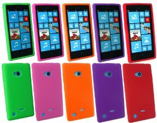 Emartbuy Nokia Lumia 720 Bundle Pack of 5 Silicon Skin Cover/Case Purple, Green, Pink, Orange & Red: Cell Phones & Accessories