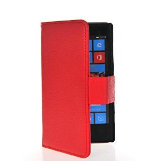 KCASE Litchi Skin Wallet Card Holder Pouch Flip Leather Stand Case Cover For Nokia Lumia 720 Red: Cell Phones & Accessories