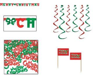 FESTIVE Christmas PARTY DECORATIONS/DECOR/Foil BANNER/Food/Appetizer PICKS/FANCY CONFETTI/6 DANGLING WHIRLS/Swirls/MERRY CHRISTMAS/HAPPY HOLIDAYS/OFFICE PARTY 