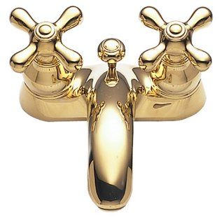 American Standard 7411.722.099 Hampton 4 Inch Centerset Lavatory Faucet with Metal Cross Handles, Polished Brass   Touch On Bathroom Sink Faucets  