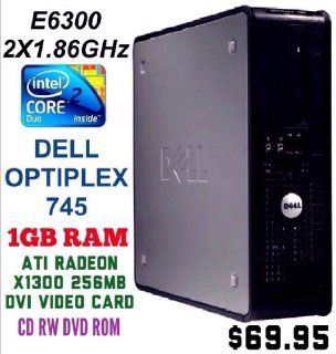 DELL OPTIPLEX 745 DT Desktop PC Computer HOLIDAY SPECIAL!!!, Intel 1.86GHz Core 2 Duo E6300 Processor, 1GB DDR2 Dual Symmetric Interlaced High Performance RAM Memory(Upgrade to 4GB Max), ATI RADEON X1300 256MB DVI VIDEO CARD, Super Fast SATA 80GB Hard Driv