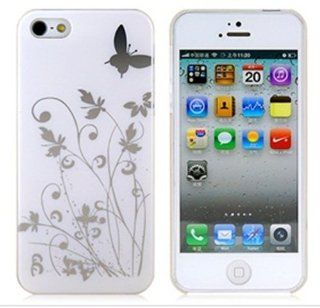 Butterfly Pattern Plastic Case for Iphone 5 (White): Cell Phones & Accessories