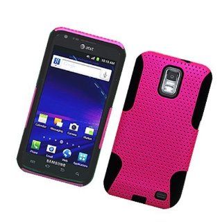 Dual Layer Mesh Design Pink/Black Snap On Protector Case for Samsung Galaxy S II / S2 Skyrocket (AT&T Model SGH i727 Only) + 4.5 Inches Lens/Screen Cleaning Cloth: Cell Phones & Accessories