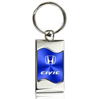 Honda Civic Blue Spun Brushed Metal Key Chain Automotive