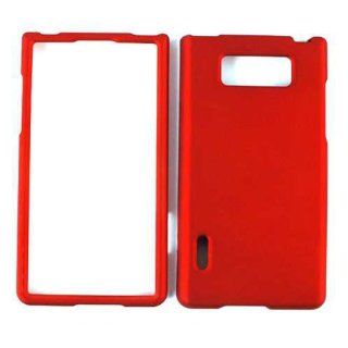 ACCESSORY HARD RUBBERIZED CASE COVER FOR LG SPLENDOR / VENICE US 730 DEEP RED: Cell Phones & Accessories