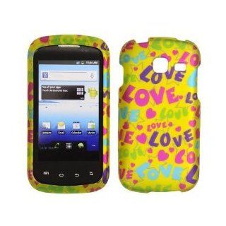 Samsung R730 / Transfix   Transparent Colorful LOVE, Hearts and Stars on Yellow Rubberized Design Plastic Case, SnapOn, Protector, Cover Cell Phones & Accessories