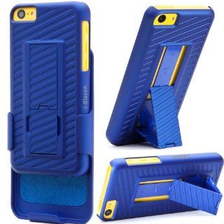 i BLASON Apple iPhone 5C Transformer Hard Shell Case Holster Combo with Kickstand and Locking Belt Swivel Clip 4G LTE (Fits AT&T, Sprint, Verizon, T Mobile) (Blue): Cell Phones & Accessories