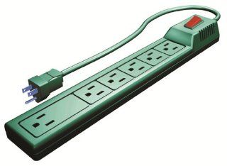 Stanley 50009 6 Outlet Power Strip with Transformer Outlet and 2 1/2 Foot Cord, Green   Power Strips And Multi Outlets  