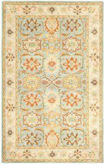 Safavieh Heritage Collection HG734A Handmade Light Blue and Ivory Hand Spun Wool Area Rug, 5 Feet by 8 Feet  