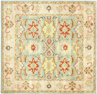 Safavieh Heritage Collection HG734A Handmade Light Blue and Ivory Hand Spun Wool Area Rug, 6 Feet, Square  