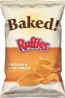 Baked! Ruffles Cheddar & Sour Cream Flavored Potato Crisps, 7.625oz Bags (8 Pack) : Potato Chips : Grocery & Gourmet Food