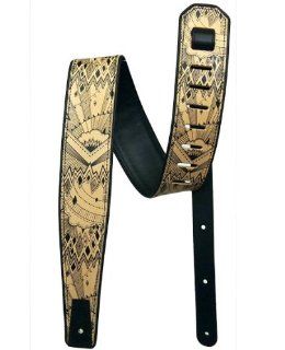 Jon Wye   'War Penguin' (Mono and Nude) Leather Guitar Strap, 2.5 Inch Wide: Musical Instruments