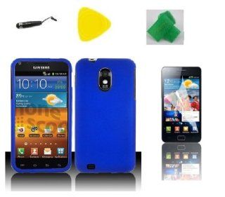 Blue Hard Case Phone Cover + Extreme Band + Stylus Pen + LCD Screen Protector + Yellow Pry Tool for Samsung Galaxy S2 S II SCH R760 R760 R760X Epic Touch D710: Cell Phones & Accessories