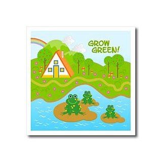 ht_125878_3 Belinha Fernandes   Grow Green Kids   Grow green message and frogs in the pond   Iron on Heat Transfers   10x10 Iron on Heat Transfer for White Material: Patio, Lawn & Garden