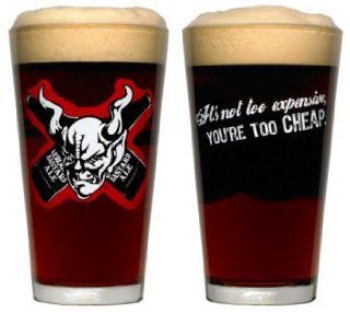 Stone Brewing Arrogant Bastard Ale "You're Too Cheap" Glass Two Pack: Beer Glasses: Kitchen & Dining