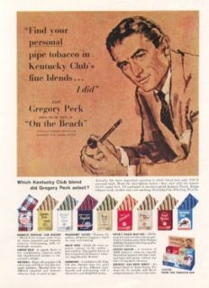 Gregory Peck for Kentucky Club Pipe Tobacco ad 1959: Entertainment Collectibles