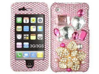 Golden 3D Bling Rhinestone Diamond Crystal Hard Cover Apple 3g 3gs Gen: Cell Phones & Accessories
