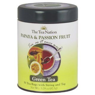 The Tea Nation String and Tag Green Tea Bags, Papaya and Passion Fruit, 50 Count (Pack of 3)  Grocery & Gourmet Food