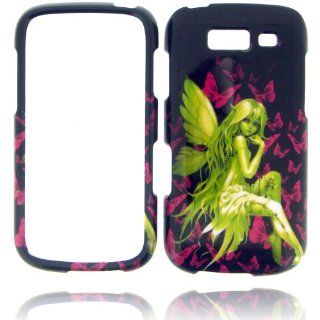 Samsung Galaxy Blaze 4G 4 G T769 T 769 Black with Green Fairy Lady Hot Pink Butterfly Design Snap On Hard Protective Cover Case Cell Phone: Cell Phones & Accessories