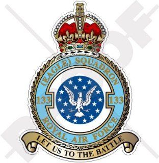 RAF No.133 EAGLE SQUADRON Badge, British Royal AirForce Crest UK 4" (100mm) Vinyl Sticker, Decal: Everything Else