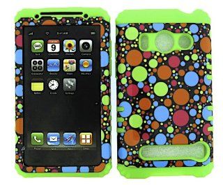 Cell Phone Skin Case Cover For Htc Evo 4g A9292 Colorful Dots    Lime Green Rubber Skin + Hard Case: Cell Phones & Accessories