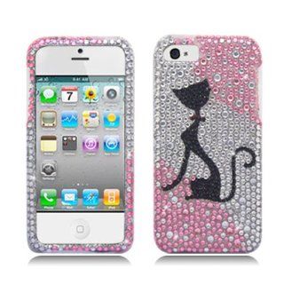 Aimo IPH5PCLDI754 Dazzling Diamond Bling Case for iPhone 5   Retail Packaging   Pink Cat: Cell Phones & Accessories
