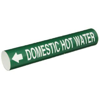 Brady 4316 C Bradysnap On Pipe Marker, B 915, White On Green Coiled Printed Plastic Sheet, Legend "Domestic Hot Water": Industrial Pipe Markers: Industrial & Scientific