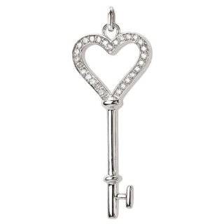 Tivolia Collection 14K White Gold Heart Shaped Diamond Key Pendant: Jewelry
