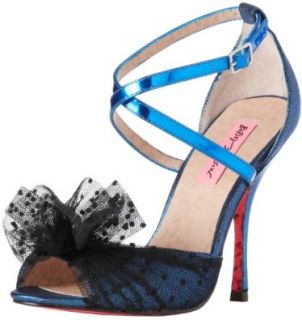 Betsey Johnson Women's Beaconn Pump, Blue Fabric, 9.5 M US Pumps Shoes Shoes