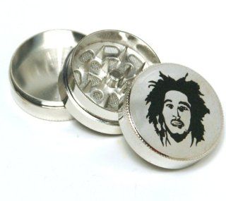 Bob Marley Mini 1.5 wide metal 3 parts, tobacco herb grinder, : Spice Mills : Everything Else